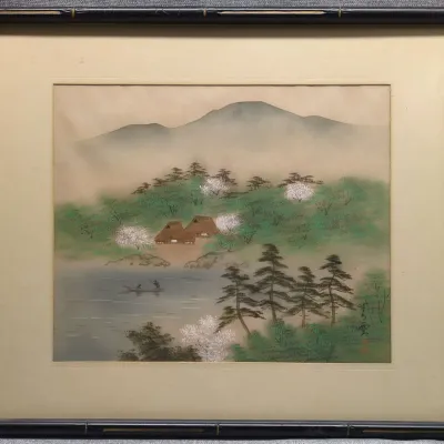East Asian Landscape Painting On Silk