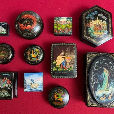 Lacquer And Paper-Mache Made In Russia Trinket Boxes