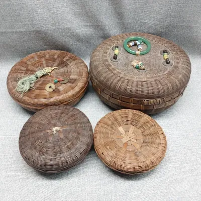 Round Wicker Sewing Baskets