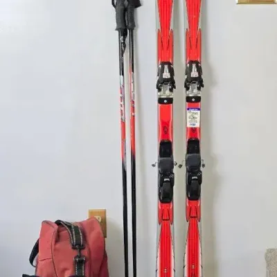 Elan Downhill Skis, Nordica Boots, Poles & Gear Bags Lot
