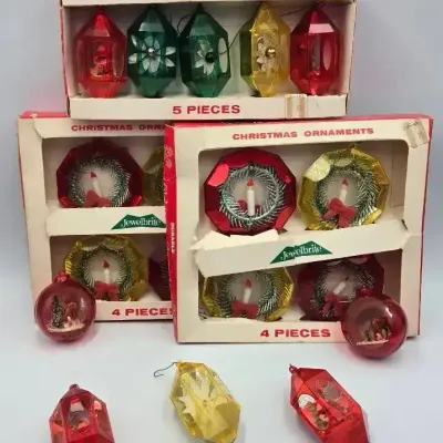 VTG Jewelbrite Mid-Century Christmas Ornaments Lot
