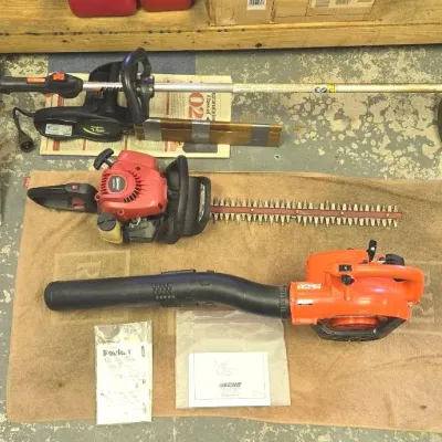 Yard Care Lot (4Pc): Echo SRM-225 String Trimmer, Echo Leaf Blower & More