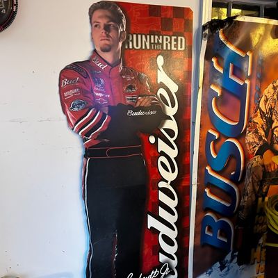 Sale Photo Thumbnail #4: Vintage Dale Earnhardt Jr. Budweiser life-size cardboard standee advertisement display, circa early 2000s.