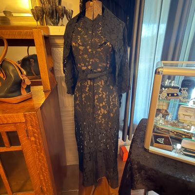 Sale Photo Thumbnail #31: 1920s mourning lace dress.