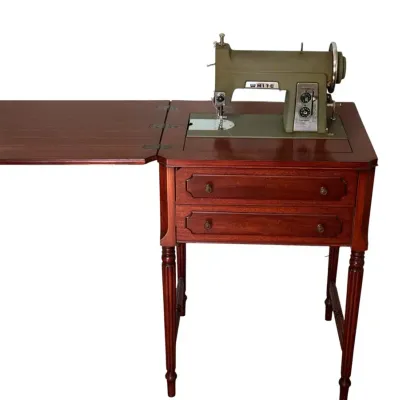 JB202 Mid Century White Rotary Sewing Machine With Stand 