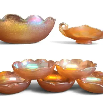 JB159 Marigold Carnival Glass Decor Pieces 