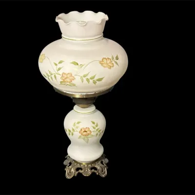 JB209 Vintage Milk Glass Hurricane Lamp 