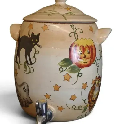 JB152 Dano Farrucci Halloween Ceramic Beverage Dispenser With Spigot