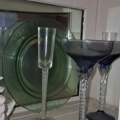 Sale Photo Thumbnail #618: Vintage blefeld harlequin twisted stem stemware