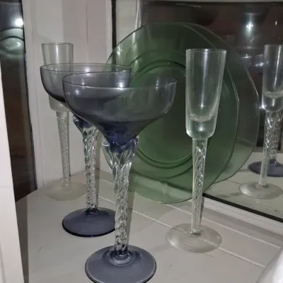 Sale Photo Thumbnail #619: Vintage blefeld italian twisted stem glassware