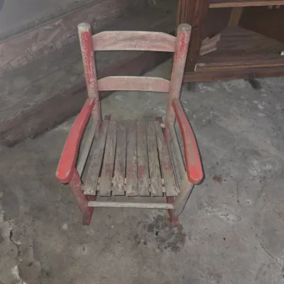 Sale Photo Thumbnail #520: Vintage child s slat back rocking chair