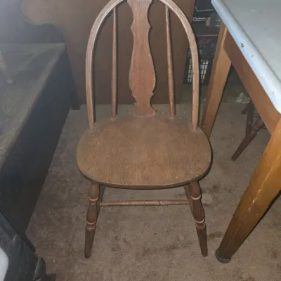 Sale Photo Thumbnail #563: Vintage enamel top kitchen table and chair set second image