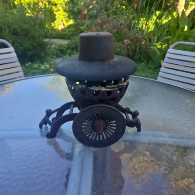 Sale Photo Thumbnail #567: Vintage japanese cast iron usubata ikebana cart vase second image