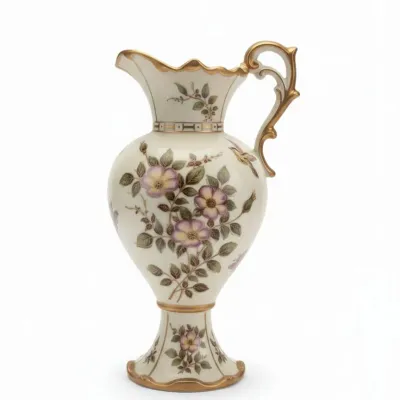 Sale Photo Thumbnail #639: Vintage lenwile ardalt floral porcelain pitcher