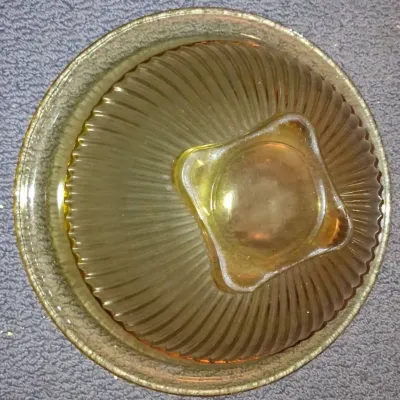 Sale Photo Thumbnail #622: Vintage federal glass golden glow ribbed mixing bowl second image