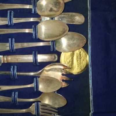 Sale Photo Thumbnail #576: Vintage silver plated flatware service second image