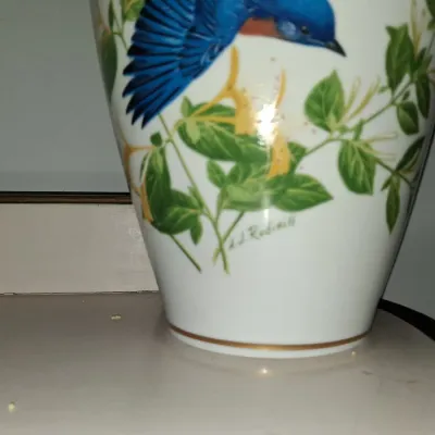 Sale Photo Thumbnail #583: A j rudisill the bluebirds of summer porcelain vase second image