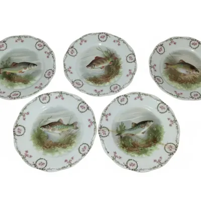 Sale Photo Thumbnail #546: Set of antique carlsbad austria porcelain fish plates