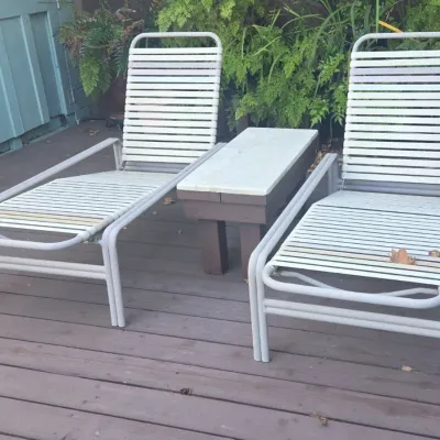 Sale Photo Thumbnail #515: Vintage aluminum strap chaise lounge set