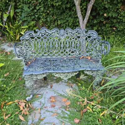 Sale Photo Thumbnail #562: Victorian style betsy ross pattern cast iron garden bench