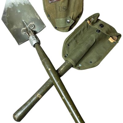Sale Photo Thumbnail #604: Two US Military Folding Entrenching Tools with Canvas Carriers