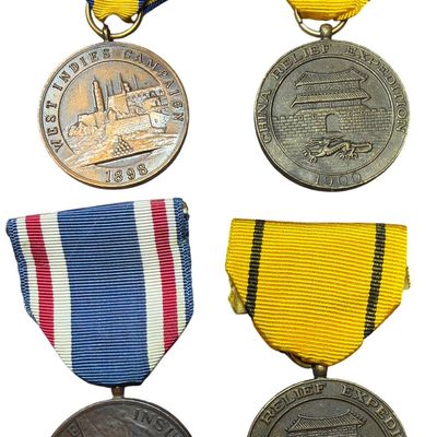 Sale Photo Thumbnail #286: A Set of Four United States Military STUDLEY Campaign Medals Including US Marine Corps China Relief and West Indies Examples