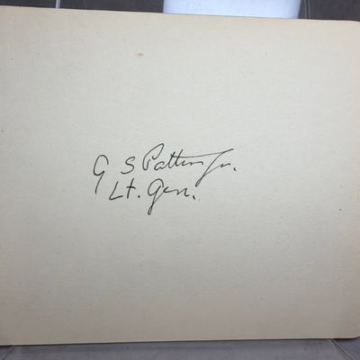 Sale Photo Thumbnail #396: WWII George S. Patton Jr. Autograph Signed Card as Lieutenant General - Page torn from Autograph Album