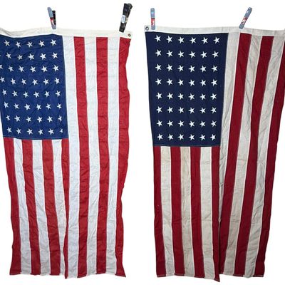 Sale Photo Thumbnail #677: Two Vintage 48-Star United States Cotton Bunting Flags