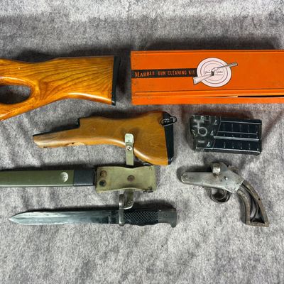 Sale Photo Thumbnail #124: A Collection of Military and Sporting Firearms Accessories Including Flare Gun and Edged Weapons