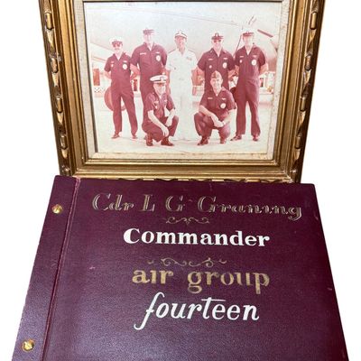 Sale Photo Thumbnail #705: CDR Lawrence G Graning U.S. Navy CVG-14 Scrapbook and Framed Commander Group Photograph