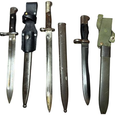Sale Photo Thumbnail #617: A Collection of Chilean, Spanish, and European Mauser-Style Bayonets with Scabbards