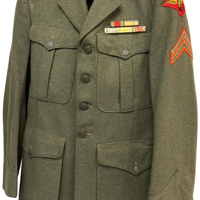 Sale Photo Thumbnail #329: WWII United States Marine Corps Enlisted Forest Green Wool Service Jacket Dated 1943