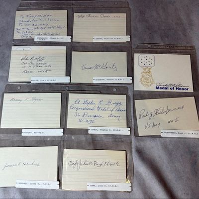 Sale Photo Thumbnail #375: A Collection of Eleven Congressional Medal of Honor Recipient Autographs World War II and Korean War