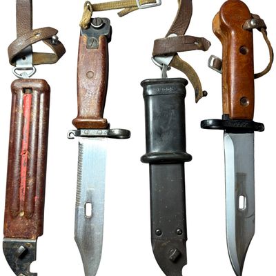 Sale Photo Thumbnail #666: Two Soviet AKM Bayonets with Wire-Cutter Scabbards