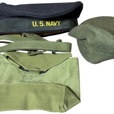 Sale Photo Thumbnail #719: An Assortment of Cold War Era United States Military Headwear and Field Equipment