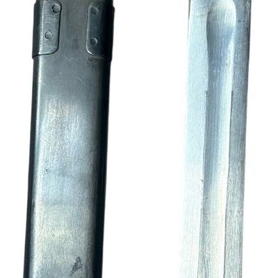 Sale Photo Thumbnail #662: A Cold War era Type 1 6Kh2 bayonet for the AK-47 assault rifle with scabbard and belt frog