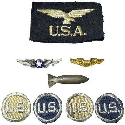 Sale Photo Thumbnail #333: A Collection of WWII Era United States Army Air Forces Insignia and Memorabilia Including Sterling Silver NAAFW Women's Wing Badge