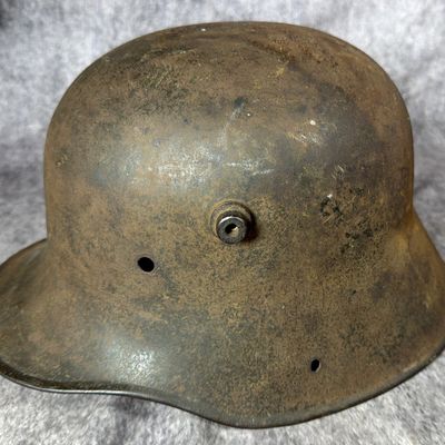 Sale Photo Thumbnail #239: WWI Imperial German M1916 Helmet Stahlhelm Relic Shell Stamped N.J. 62