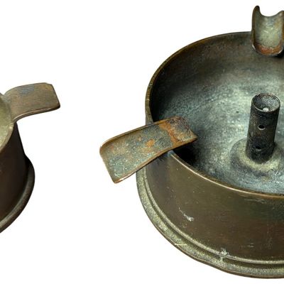 Sale Photo Thumbnail #531: Two Brass Artillery Shell Casing Trench Art Ashtrays