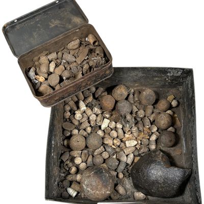 Sale Photo Thumbnail #177: Collection of Excavated Civil War Bullets and Iron Artillery Relics approx. 150 items