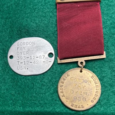 Sale Photo Thumbnail #386: WWII U.S. Navy Dogtag & 1938 Good Conduct medal - Sailor at Pearl Harbor December 7, 1941