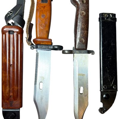 Sale Photo Thumbnail #665: Two Cold War Era AK-Series Bayonets with Wire-Cutter Scabbards
