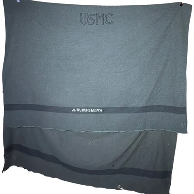 Sale Photo Thumbnail #625: A Pair of United States Marine Corps Olive Drab Wool Blankets