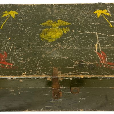 Sale Photo Thumbnail #351: WWII USMC Identified Painted Wooden Footlocker