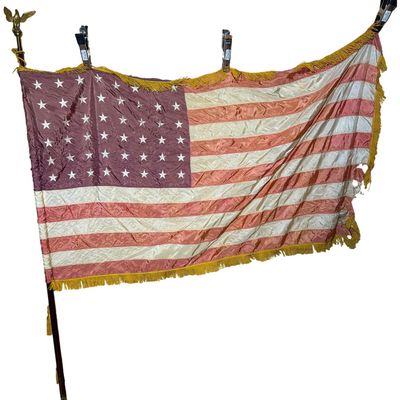 Sale Photo Thumbnail #278: Vintage 48 Star United States Ceremonial Parade Flag with Eagle Finial and Pole