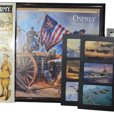 Sale Photo Thumbnail #712: A Collection of Military-Themed Art and Decorative Items