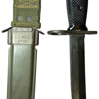 Sale Photo Thumbnail #595: A US M7 Bayonet marked BOC and a M8A1 Scabbard marked V.P. CO.