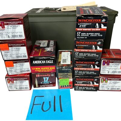 Sale Photo Thumbnail #134: A Collection of .17 Caliber Ammunition for .17 Hornet, .17 Win Super Mag, and .17 HMR with Ammunition Can