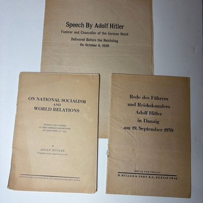 Sale Photo Thumbnail #259: Pre-WWII Political Propaganda Speech Pamphlets Including Adolf Hitler 1937 and 1939 Addresses