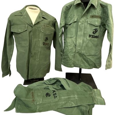 Sale Photo Thumbnail #653: Trio of Named USMC OG-107 Cotton Sateen Utility Shirts